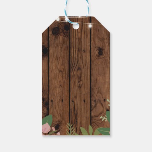 Dank u Label Bloemen Favor Hout Vrijgezellenfeest Cadeaulabel (Achterkant)