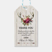 Dank u Label Bloemen Favor Labels Antlers Bruiloft Cadeaulabel (Voorkant)