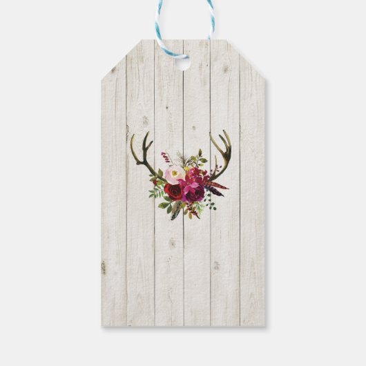Dank u Label Bloemen Favor Labels Antlers Bruiloft Cadeaulabel (Achterkant)