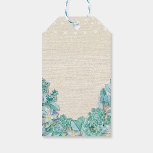 Dank u Label Bloemengunst Labels Succulent Bruilof Cadeaulabel (Achterkant)