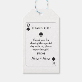 Dank u Label Bruiloft Speelkaarten Schoppen K Q Ac Cadeaulabel