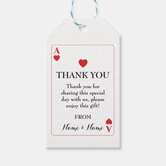Dank u Label Bruiloft Spelen Kaarten Ace van Harte Cadeaulabel (Voorkant)