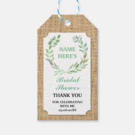 Dank u Label Burlap Leaves Wreath Vrijgezellenfees Cadeaulabel