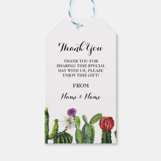 Dank u Label Cactus Bruiloft Fiesta Mexican Cadeaulabel (Voorkant)
