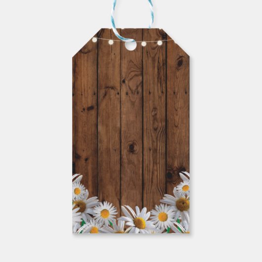 Dank u Label Daisy Favor Labels Wood Wedding Cadeaulabel (Achterkant)