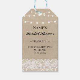 Dank u Label Favor Burlap Lace Vrijgezellenfeest Cadeaulabel
