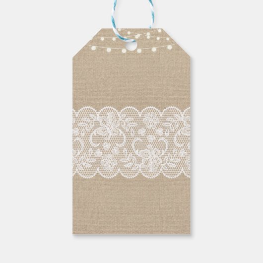 Dank u Label Favor Burlap Lace Vrijgezellenfeest Cadeaulabel (Achterkant)