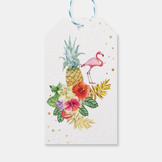Dank u Label Favor Flamingo Aloha Tiki Ananas Cadeaulabel (Achterkant)
