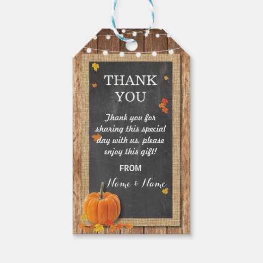 Dank u Label Favor Labels Pompoen krijt bruiloft Cadeaulabel (Voorkant)