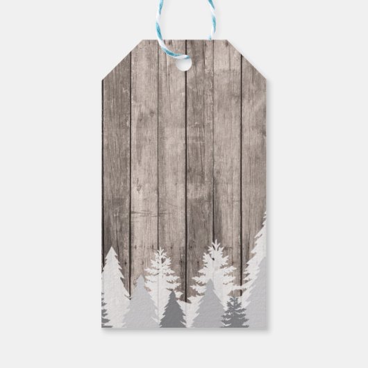 Dank u Label Favor Labels Wood Tree Winter Bruilof Cadeaulabel (Achterkant)