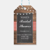 Dank u Label Favor Wood Red Check Vrijgezellenfees Cadeaulabel (Voorkant)