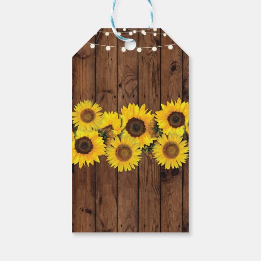 Dank u Label Favor Zonnebloem Hout Vrijgezellenfee Cadeaulabel (Achterkant)