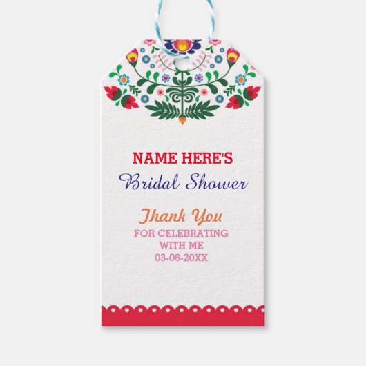 Dank u Label Floral Fiesta Mexico Vrijgezellenfees Cadeaulabel (Voorkant)