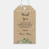 Dank u Label Floral in Love Lights Burlap Bruiloft Cadeaulabel (Voorkant)