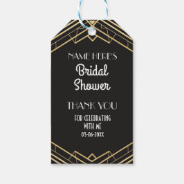 Dank u Label Gold Gatsby Art Deco Vrijgezellenfees Cadeaulabel