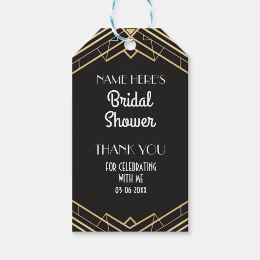 Dank u Label Gold Gatsby Art Deco Vrijgezellenfees Cadeaulabel (Voorkant)