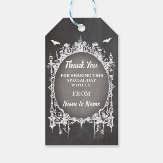 Dank u Label Gotisch Lijst Favor Labels Bruiloft Cadeaulabel (Voorkant)