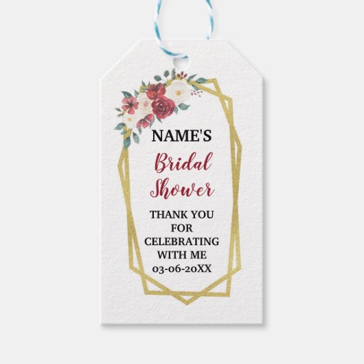 Dank u Label Goud Vrijgezellenfeest Bourgogne Rood Cadeaulabel (Voorkant)