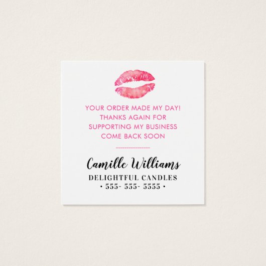 DANK U LABEL hand belettering eenvoudige vet lippe Vierkante Visitekaartjes (Achterkant)