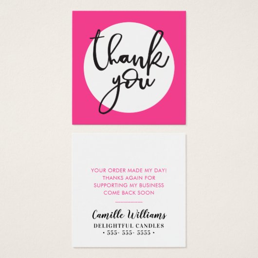 DANK U LABEL hand belettering eenvoudige vet vlek  Vierkante Visitekaartjes (Voorkant /achterkant)