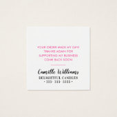 DANK U LABEL hand belettering eenvoudige vet vlek  Vierkante Visitekaartjes (Achterkant)