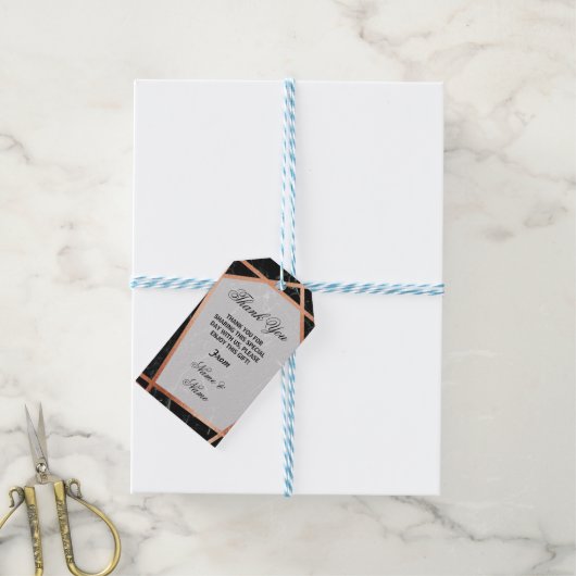 Dank u Label Marmeren Favor Roos Gouden Bruiloft Cadeaulabel (Met Touw)