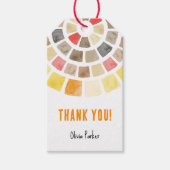 Dank u label met aquarel tegels cirkel cadeaulabel (Voorkant)