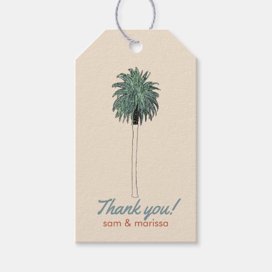 Dank u Label met Palm Tree Cadeaulabel (Voorkant)