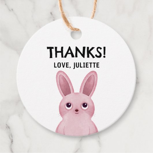 Dank U label met Roze Baby bunny meisje (Voorkant)