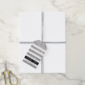 DANK U LABEL modern stripe luxe zilveren glitter Cadeaulabel (Met Touw)