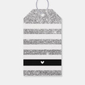 DANK U LABEL modern stripe luxe zilveren glitter Cadeaulabel (Achterkant)