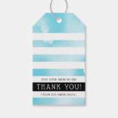 DANK U LABEL moderne streep aqua blauw waterverf Cadeaulabel (Voorkant)