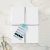 DANK U LABEL moderne streep aqua blauw waterverf Cadeaulabel (Met Touw)