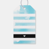 DANK U LABEL moderne streep aqua blauw waterverf Cadeaulabel (Achterkant)