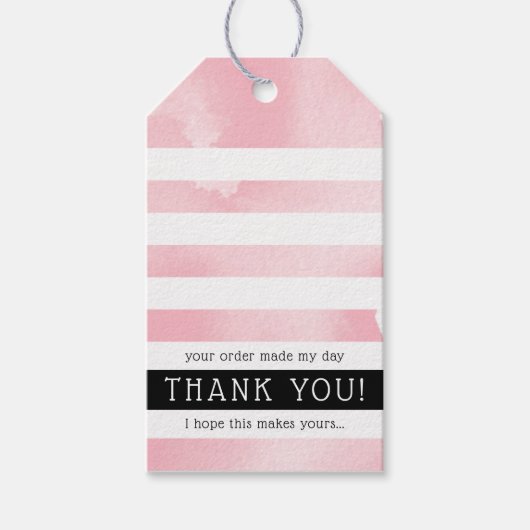 DANK U LABEL moderne streep blush roze waterverf Cadeaulabel (Voorkant)