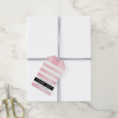 DANK U LABEL moderne streep blush roze waterverf Cadeaulabel (Met Touw)