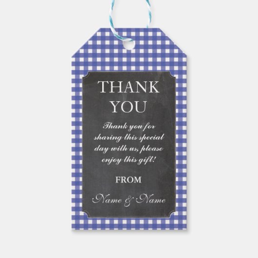 Dank u Label Rustiek Blauw Krijt Favor Bruiloft Cadeaulabel (Voorkant)
