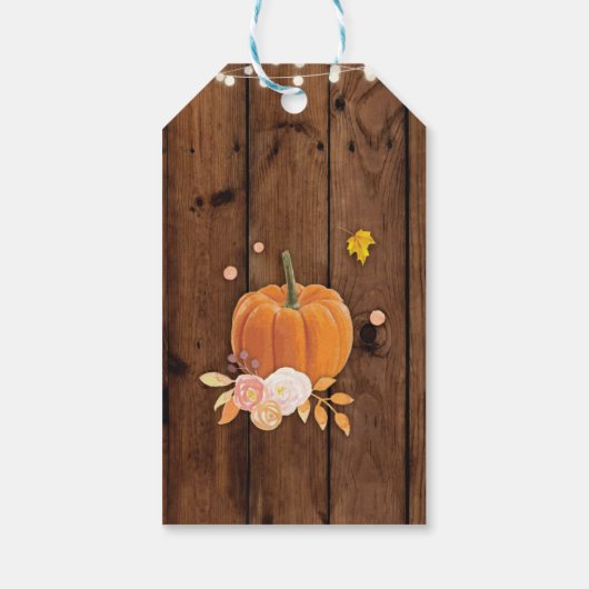 Dank u Label rustiek hout pompoen Vrijgezellenfees Cadeaulabel (Achterkant)