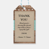 Dank u Label Rustieke Blauwgroen gunst Labels Hout Cadeaulabel (Voorkant)