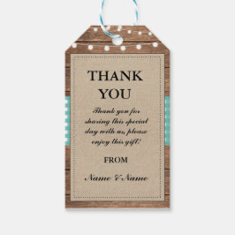 Dank u Label Rustieke Blauwgroen gunst Labels Hout Cadeaulabel