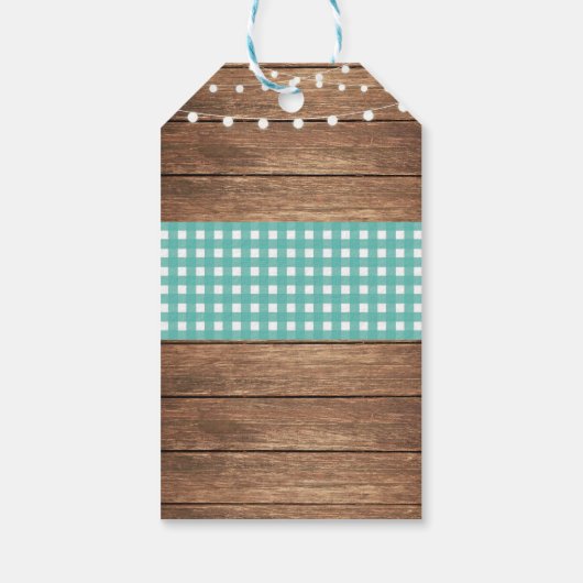 Dank u Label Rustieke Blauwgroen gunst Labels Hout Cadeaulabel (Achterkant)