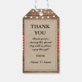 Dank u Label Rustieke Rode Favor Labels Houten Bru Cadeaulabel (Voorkant)