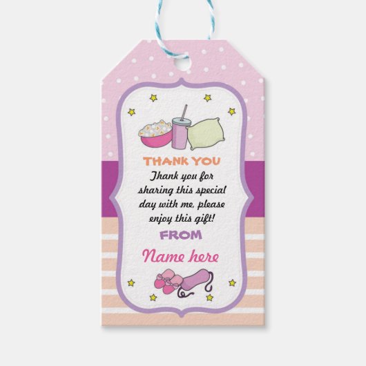 Dank u Label Slumber Party Verjaardags Slaap Over Cadeaulabel (Voorkant)