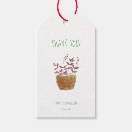 Dank u! label voor bloemist, bloemenwinkel cadeaulabel (Voorkant)