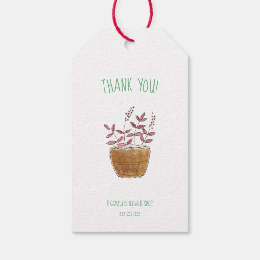Dank u! label voor bloemist, bloemenwinkel cadeaulabel (Achterkant)