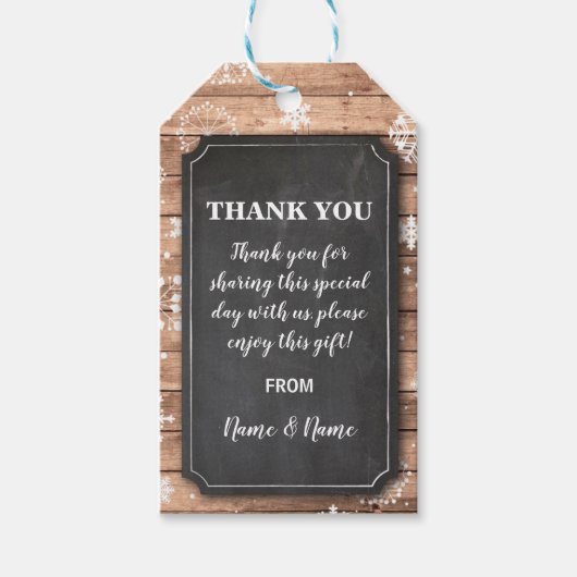 Dank u Label Winter Sneeuwvlokken Labels Krijt Bru Cadeaulabel (Voorkant)