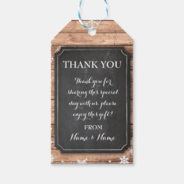 Dank u Label Winter Sneeuwvlokken Labels Krijt Bru Cadeaulabel