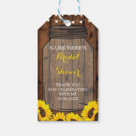 Dank u Label Wood Jar Zonnebloem Vrijgezellenfeest Cadeaulabel