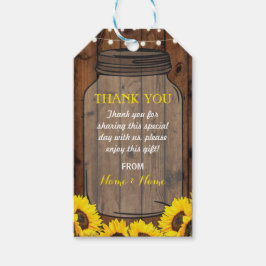 Dank u Label Zonnebloem Favor Jar Wood Wedding Cadeaulabel