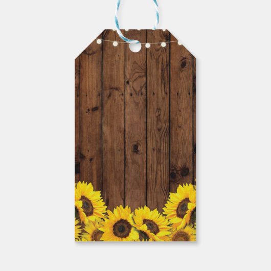 Dank u Label Zonnebloemen Favor Labels Wood Weddin Cadeaulabel (Achterkant)
